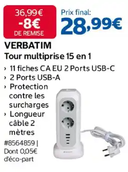 Costco VERBATIM Tour multiprise 15 en 1 offre