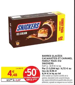 Intermarché SNICKERS BARRES GLACÉES offre