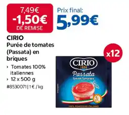 Costco CIRIO Purée de tomates (Passata) en briques offre