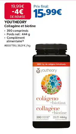 Costco YOUTHEORY Collagène et biotine offre