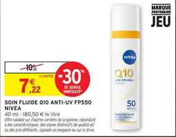 Intermarché NIVEA SOIN FLUIDE Q10 ANTI-UV FPS50 offre
