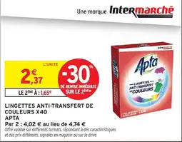 Intermarché Apta Lingettes anti-transfert de couleurs offre