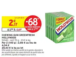Intermarché HOLLYWOOD CHEWING-GUM GREENFRESH offre