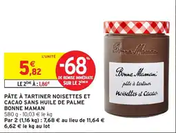 Intermarché Bonne Maman pâte à tartiner noisettes et cacao offre
