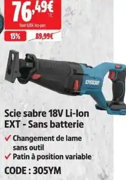 Screwfix EcoBurst Scie sabre 18V Li-ion EXT offre