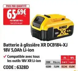 Screwfix DEWALT Batterie à glissière XR DBC184-XJ offre