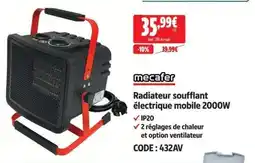 Screwfix mecafer Radiateur soufflant électrique mobile 2000W offre