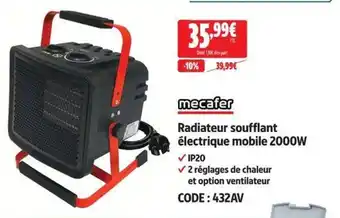 Mecafer Radiateur soufflant électrique mobile 2000W