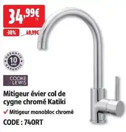 Screwfix COOKE & LEWIS Mitigeur évier col de cygne chromé Katiki offre