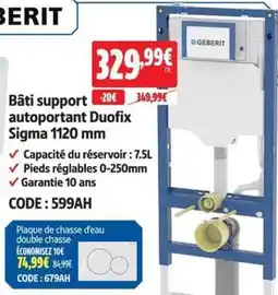 Screwfix GEBERIT Bâti support autoportant Duofix Sigma 1120 mm offre