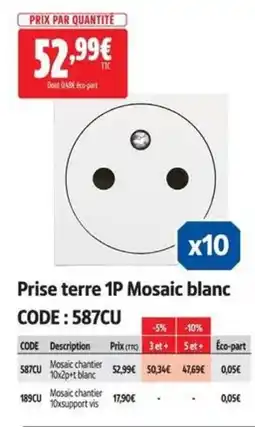 Screwfix Mosaic Prise terre 1P offre