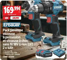 Screwfix Erbauer Pack perceuse visseuse à percussion et visseuse à choc offre