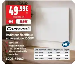 Screwfix Carrera Radiateur électrique en céramique offre