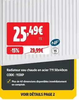 Screwfix Radiateur eau chaude en acier T11 offre