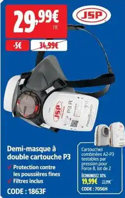 Screwfix JSP Demi-masque à double cartouche P3 offre