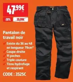 Screwfix Pantalon de travail noir offre