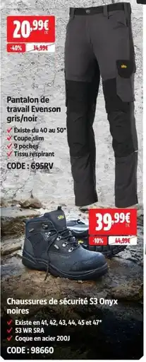 Screwfix Evenson Pantalon de travail gris/noir offre