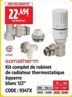 Screwfix somatherm Kit complet de robinet de radiateur thermostatique équerre blanc 1/2" offre