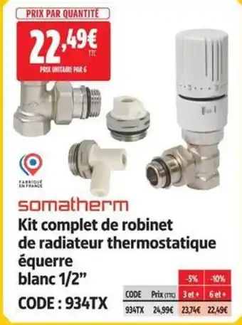 Somatherm Kit complet de robinet de radiateur thermostatique équerre blanc 1/2"