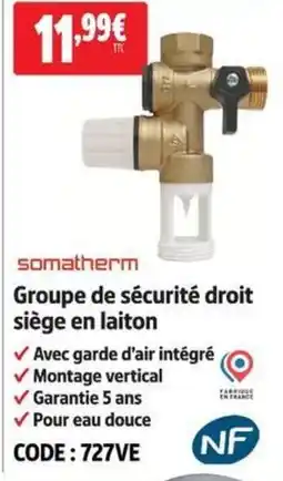Screwfix somatherm Groupe de sécurité droit siège en laiton offre