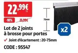 Screwfix Lot de 2 joints à brosse pour portes offre