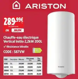 Screwfix ARISTON Chauffe-eau électrique Vertical Initio offre