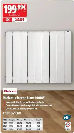 Screwfix Noirot Radiateur inertie blanc 1000W offre