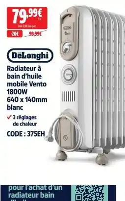 Screwfix DeLonghi Radiateur à bain d'huile mobile Vento offre