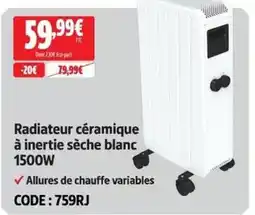 Screwfix Radiateur céramique à inertie sèche blanc offre