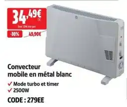 Screwfix Convecteur mobile en métal blanc offre
