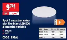 Screwfix LED ECO Spot à encastrer extra plat fixe blanc offre