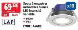 Screwfix LAP Spots à encastrer inclinables blancs offre