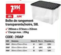 Screwfix Boîte de rangement transparente/noire offre