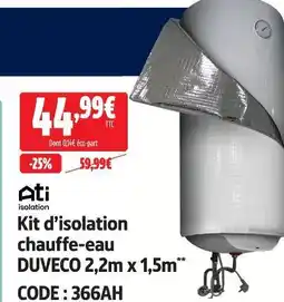 Screwfix Ati isolation kit d’isolation chauffe-eau duveco offre