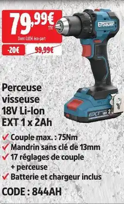 Screwfix Erbauer perceuse visseuse 18v li-ion ext 1 x 2ah offre