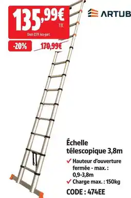 Screwfix Artub échelle télescopique 3,8m offre