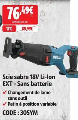 Screwfix Erbauer scie sabre 18v li-ion ext - sans batterie offre