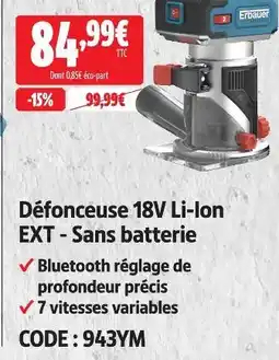 Screwfix Erbauer défonceuse 18v li-ion ext - sans batterie offre