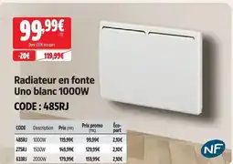 Screwfix Uno radiateur en fonte blanc offre