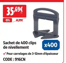 Screwfix Sachet de 400 clips de nivellement offre