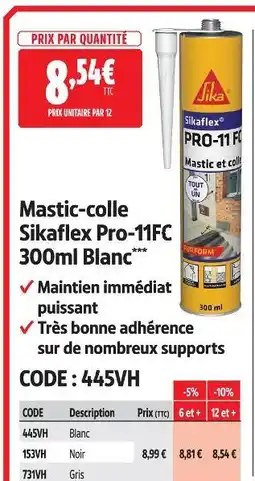 Screwfix Sika mastic-colle sikaflex pro-11fc blanc offre