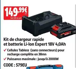 Screwfix Bosch kit de chargeur rapide et batterie li-ion expert 18v 4,0ah offre