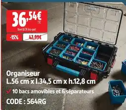 Screwfix Organiseur l.56 cm x l.34,5 cm x h.12,8 cm offre