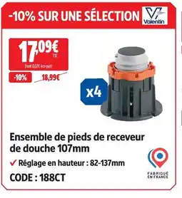 Screwfix Valentin ensemble de pieds de receveur de douche 107mm offre