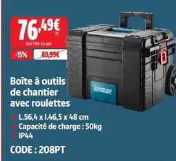 Screwfix Erbauer boîte à outils de chantier avec roulettes offre