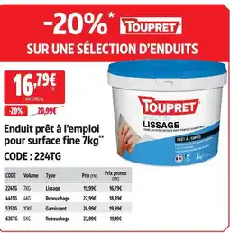 Screwfix Toupret enduit prêt à l'emploi lissage offre