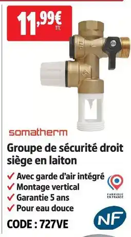 Screwfix Somatherm groupe de sécurité droit siège en laiton offre