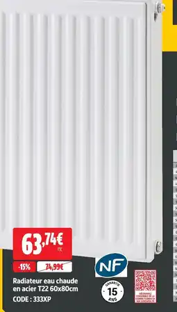 Screwfix Radiateur eau chaude en acier t22 60x80cm offre