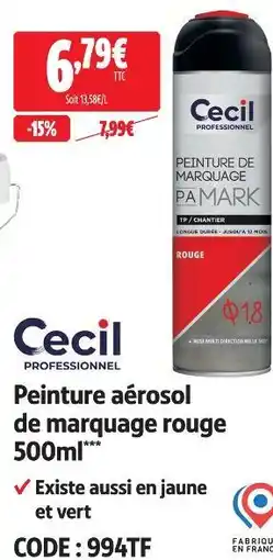 Screwfix Cecil peinture aérosol de marquage rouge 500ml offre