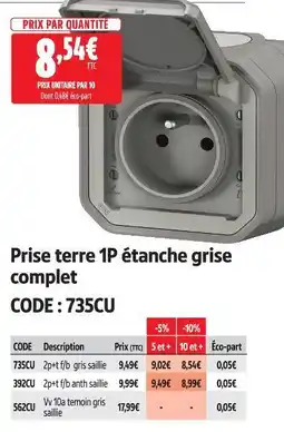Screwfix Prise terre 1p étanche grise complet offre